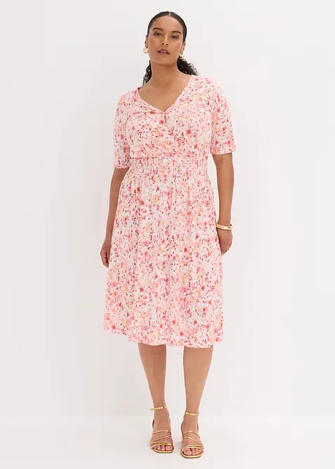 Jerseykleid aus fließender Viskose in weiß von vorne (Totalaufnahme) - bonprix