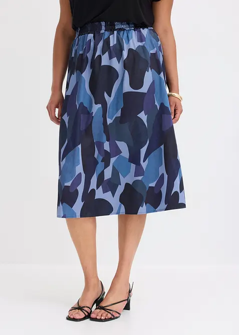 bedruckter Satin-Rock in blau von vorne - bonprix