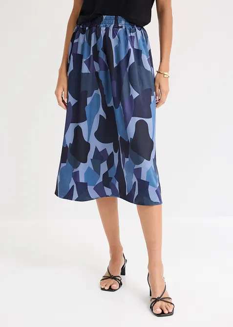 bedruckter Satin-Rock in blau von vorne - bonprix