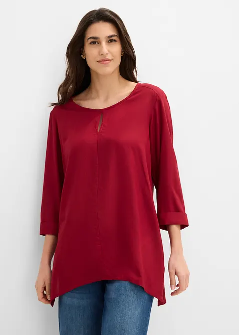 Blusenshirt aus reiner Viskose in rot von vorne (im Anschnitt) - bonprix