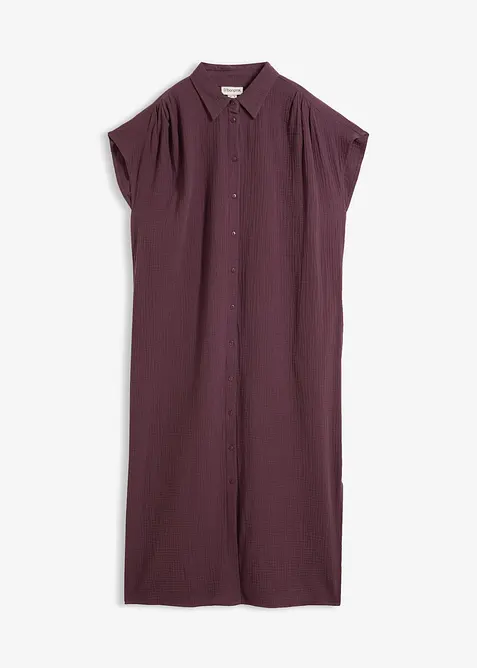 Musselin-Kaftan-Kleid aus reiner Baumwolle in lila von vorne - bonprix