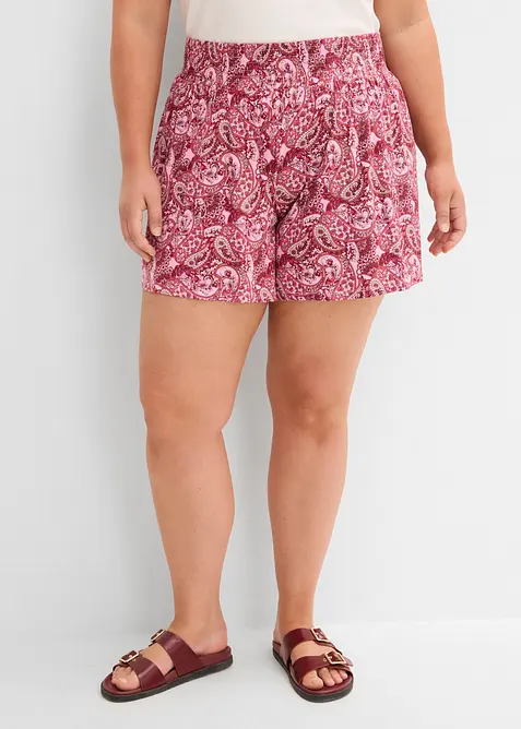 Jersey-Shorts aus fließender Viskose in rosa von vorne - bonprix