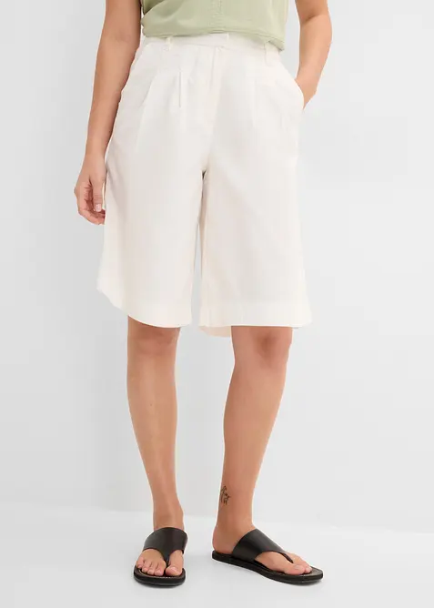 Marlene-Shorts aus Leinen-Viskose-Mix in weiß von vorne - bonprix
