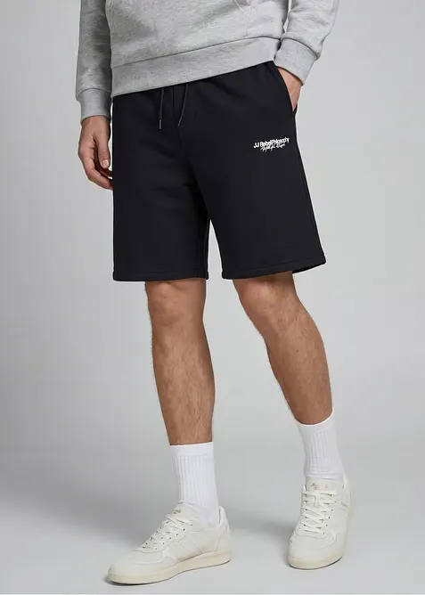 JJ REBEL Sweat-Shorts in Regular Fit in schwarz von vorne - JJ REBEL