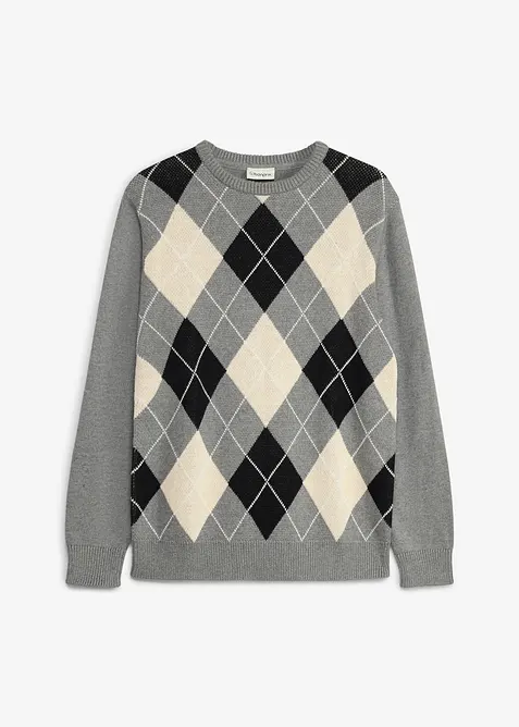 Pullover aus reiner Baumwolle in grau von vorne - bonprix