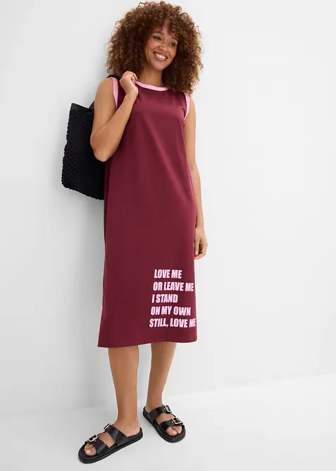 Shirtkleid aus reiner Bio-Baumwolle in rot im Look von vorne (Totalaufnahme) - bonprix