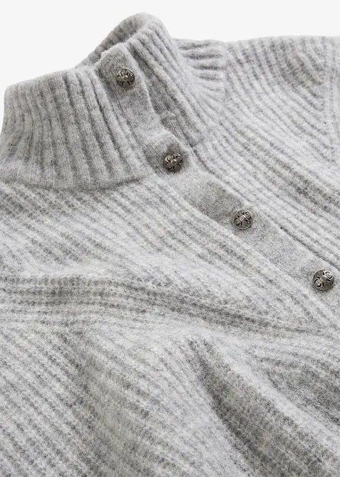 Oversize-Pullover aus weichem Alpaka Woll-Mix in grau von vorne (im Anschnitt) - bonprix