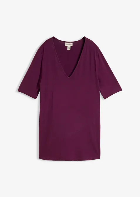 Longshirt aus softer Viskose in lila von vorne - bonprix