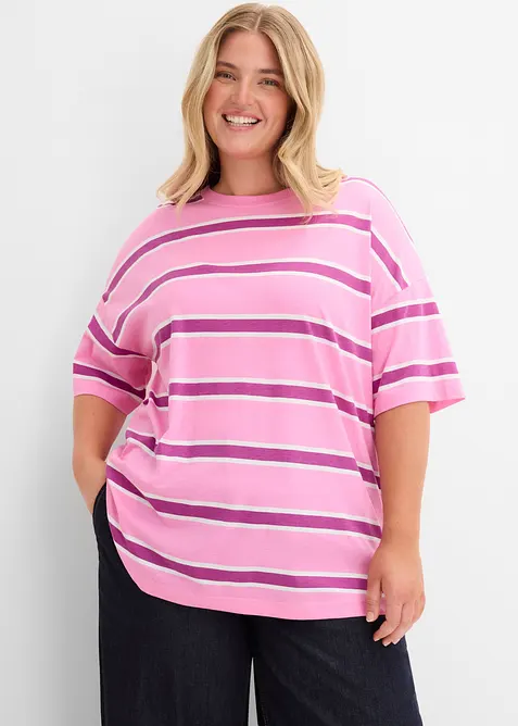 Boxy-Shirt aus Baumwoll- Viskose - Mix in rosa von vorne (im Anschnitt) - bonprix