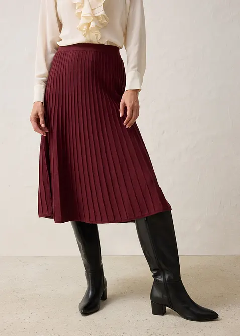 Strickrock mit Merinowolle in rot von vorne - bonprix