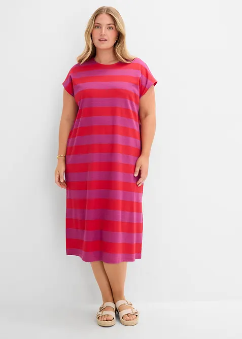 Jerseykleid aus Interlock in rot von vorne (Totalaufnahme) - bonprix