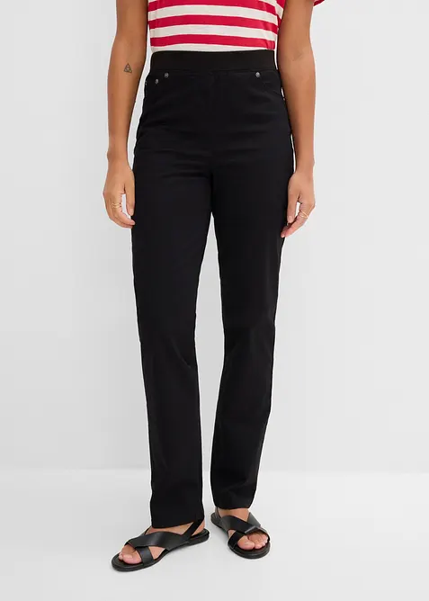 Twill-Treggings aus elastischem Baumwoll-Mix in schwarz von vorne - bonprix