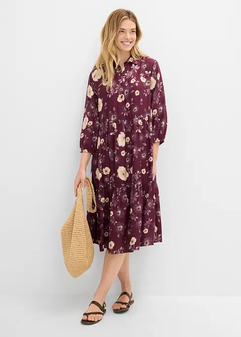 Tunika-Kleid aus fließender Viskose in rot von vorne (Totalaufnahme) - bonprix