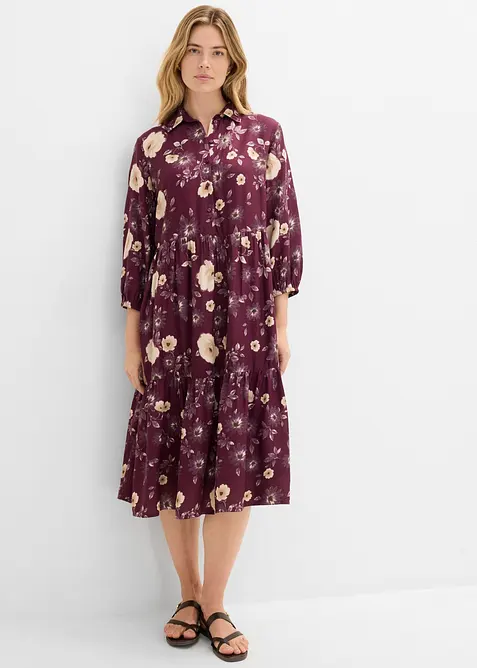 Tunika-Kleid aus fließender Viskose in rot im Look von vorne (Totalaufnahme) - bonprix