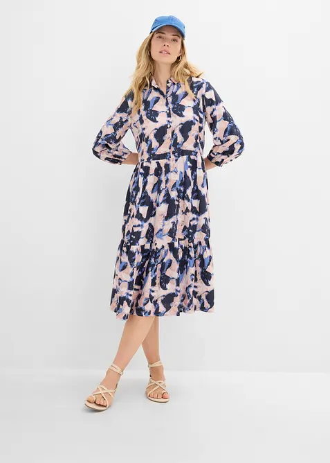 Tunika-Kleid aus fließender Viskose in blau im Look von vorne (Totalaufnahme) - bonprix