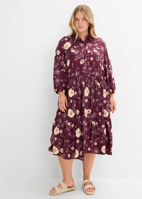 Tunika-Kleid aus fließender Viskose in rot von vorne (Totalaufnahme) - bonprix