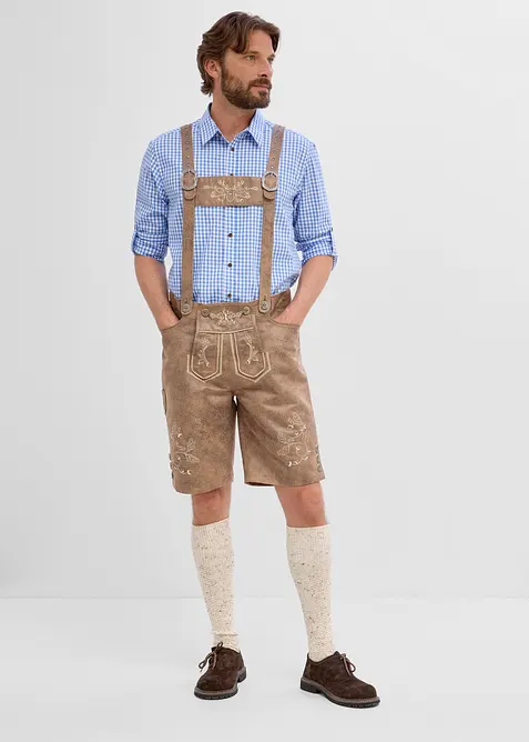 Trachtenhose aus Lederimitat in braun von vorne - bonprix
