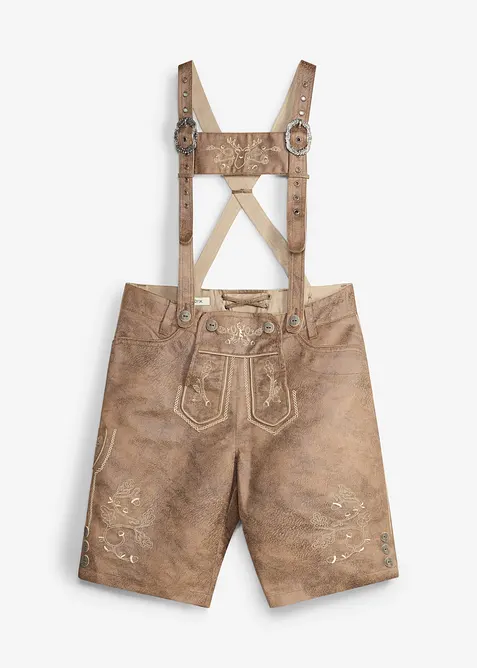 Regular Fit Trachtenhose aus Lederimitat, Straight in braun von vorne - bonprix