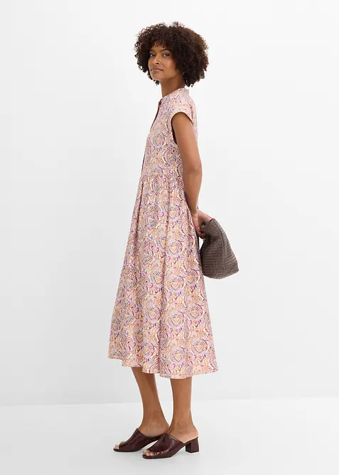 Midikleid aus Viskose-Mix in weiß im Look von vorne (Totalaufnahme) - bonprix