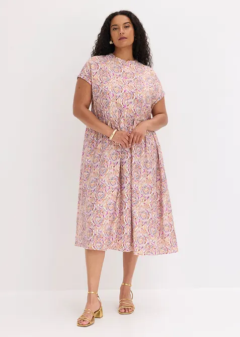 Midikleid aus Viskose-Mix in weiß von vorne (Totalaufnahme) - bonprix