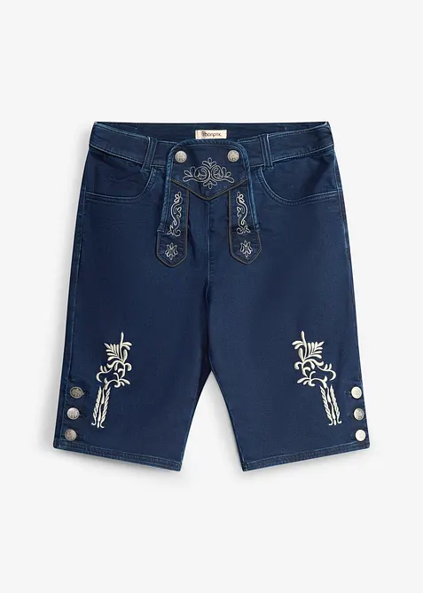 Trachtenhose aus Sweatdenim mit Komfortbund in blau von vorne - bonprix