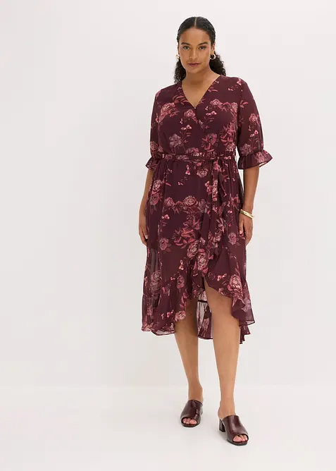 Chiffonkleid in rot von vorne (Totalaufnahme) - bonprix
