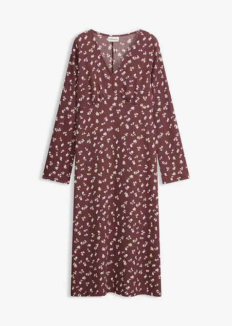 Midikleid aus strukturiertem Crêpe in lila von vorne - bonprix