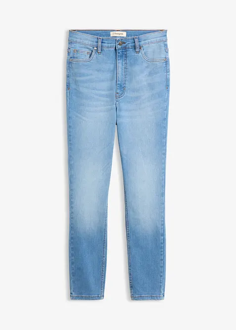 Skinny-Jeans High Waist cropped in blau von vorne - bonprix