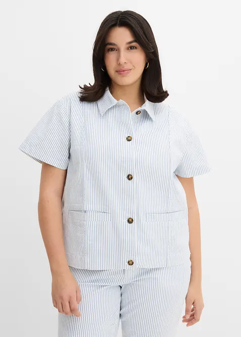 Jeansjacke, gestreift in weiß von vorne (im Anschnitt) - bonprix