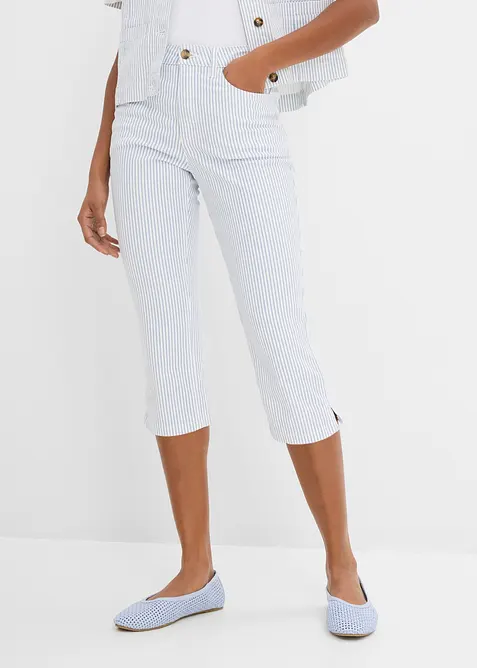 Capri-Jeans Mid Waist in weiß von vorne - bonprix