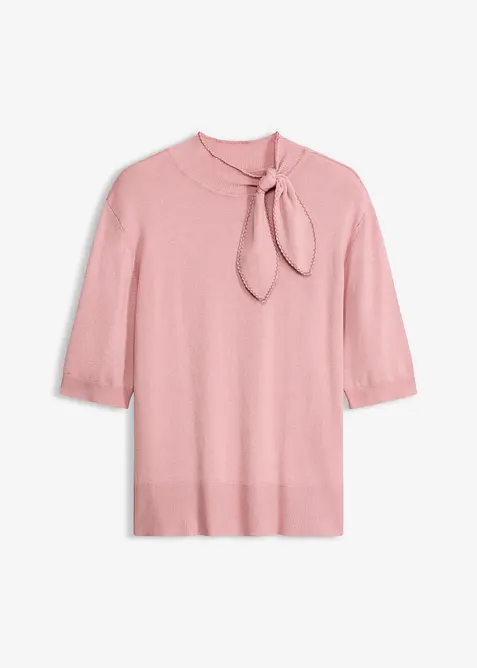 Feinstrickpullover aus softem Viskose-Mix in rosa von vorne - bonprix