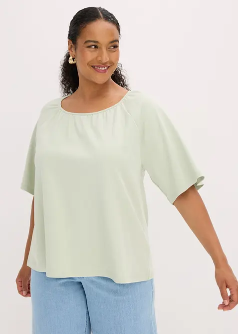 Oversize-Shirt aus Bio-Baumwolle in grün von vorne (im Anschnitt) - bonprix
