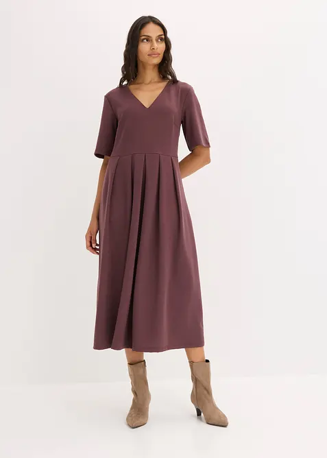 Shirtkleid aus Viskose-Mix in lila von vorne (Totalaufnahme) - bonprix