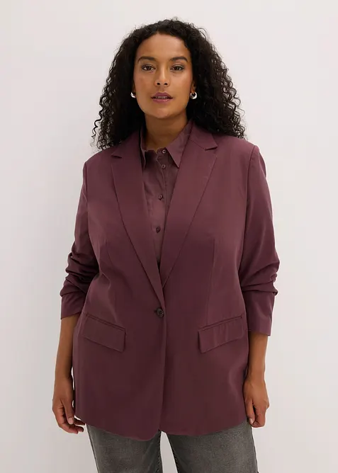 Long-Blazer in lila von vorne (im Anschnitt) - bonprix