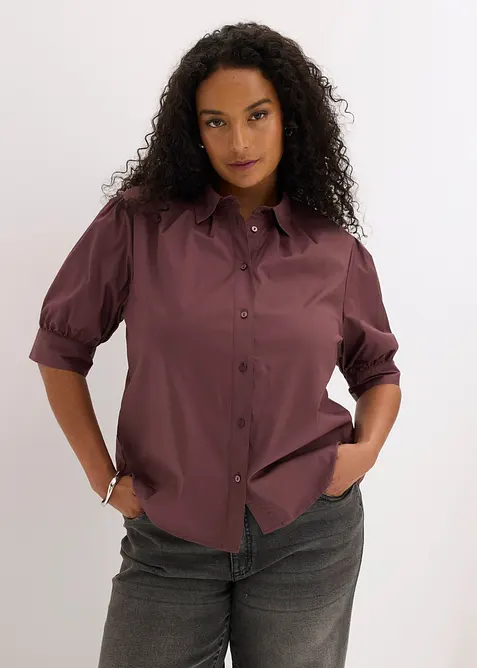 Bluse aus Baumwoll-Mix in lila von vorne (im Anschnitt) - bonprix