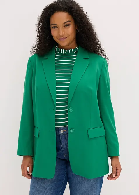 Blazer aus Viskose-Mix in grün von vorne (im Anschnitt) - bonprix