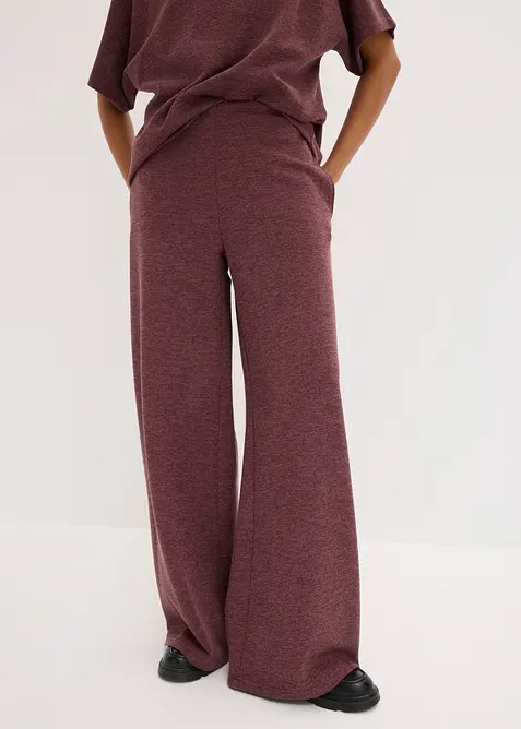 Hose mit weitem Bein aus Piqué in lila von vorne - bonprix