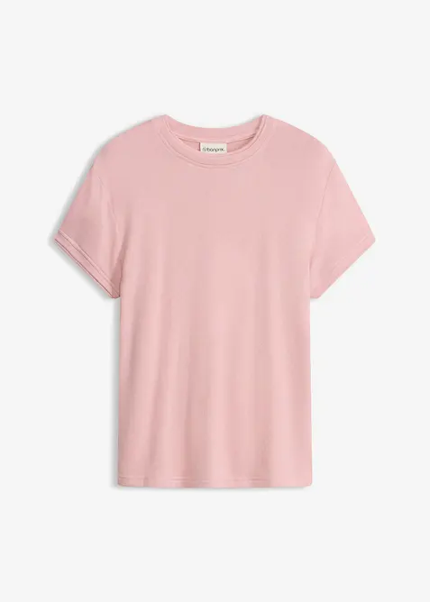 T-Shirt in 2-in-1-Optik aus Viskose-Mix in rosa von vorne - bonprix