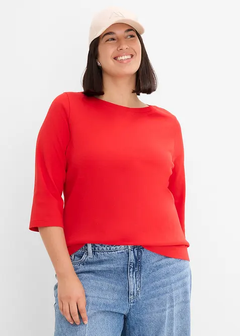 Shirt aus reiner schwerer Bio-Baumwolle in rot von vorne (im Anschnitt) - bonprix