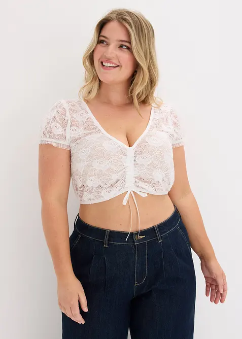 Dirndlbluse in weiß von vorne (im Anschnitt) - bonprix