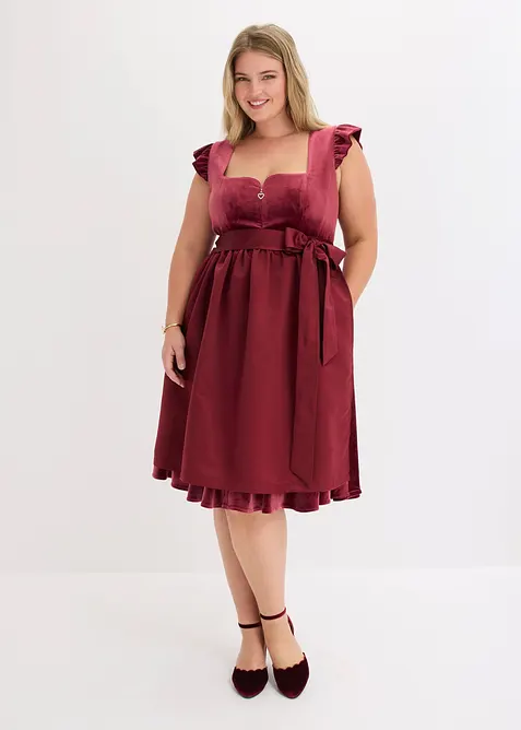 Dirndl und Schürze (2-tlg.Set) in rot von vorne (Totalaufnahme) - bonprix