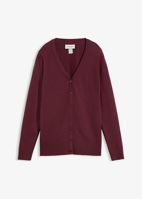Feinstrickjacke aus weichem Woll-Mix in lila von vorne - bonprix