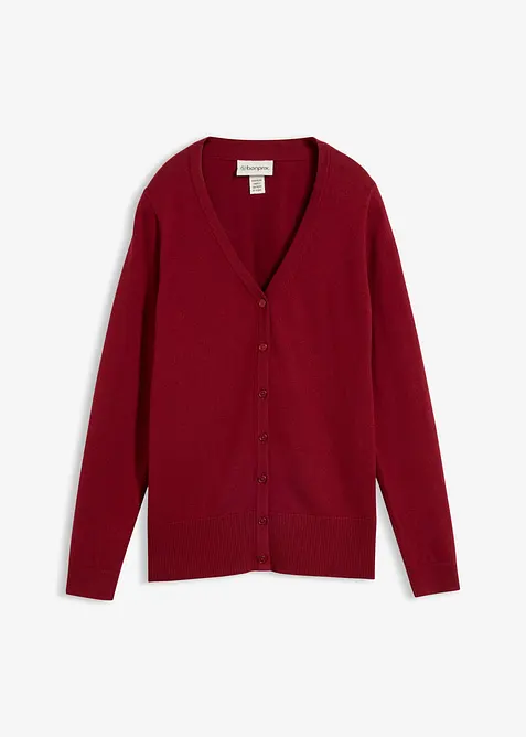 Feinstrickjacke aus weichem Woll-Mix in rot von vorne - bonprix
