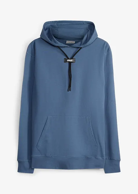 Hoodie aus reiner Bio-Baumwolle in blau von vorne - bonprix