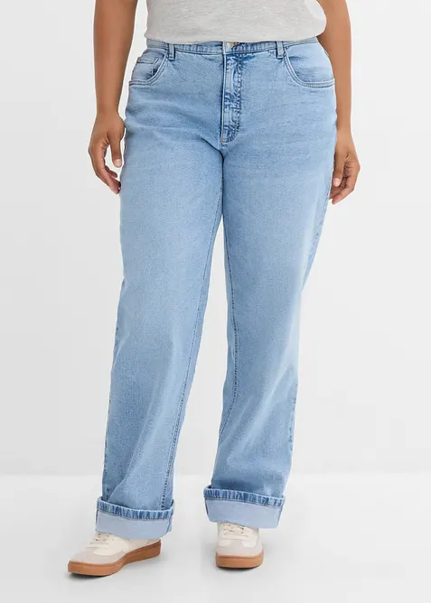 Loose Straight-Jeans High Waist in blau von vorne - bonprix
