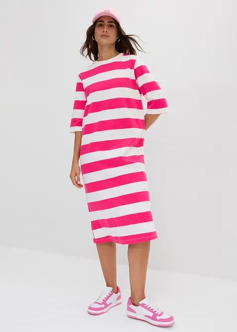 Shirtkleid aus schwerer reiner Bio-Baumwolle in pink im Look von vorne (Totalaufnahme) - bonprix