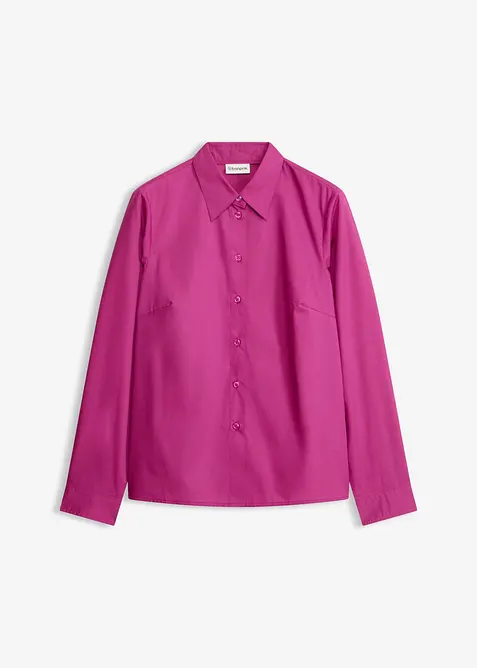 Hemdbluse aus Baumwoll-Mix in lila von vorne - bonprix