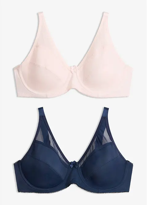 Bügel-BH mit Mesh (2er Pack) in rosa von vorne - bonprix