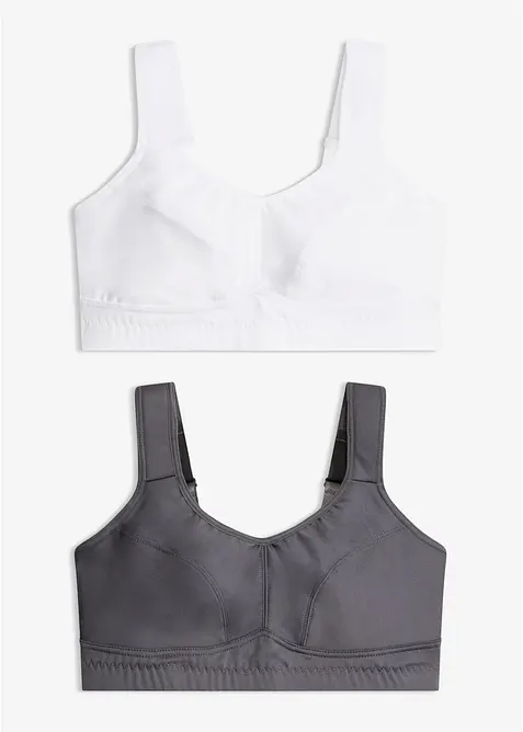 Sport-BH mit mittlerem Halt (2er Pack) in grau von vorne - bonprix