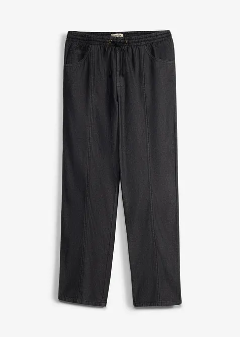 Leichte Loose-Fit Schlupfhose, Straight in schwarz von vorne - bonprix